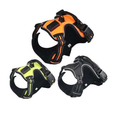 S M L XL USB Rechargeable Removeable Battery No Pull Pet Vest LED Dog Harness With Comfortable Padded